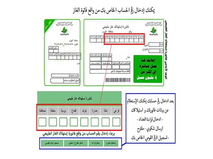 طريقة الاستعلام عن فاتورة الغاز بالرقم القومي 2026 الاستعلام عن فاتورة الغاز بالرقم القومي